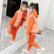 Nojia Weiqi Children's Clothing Girls Suit Autumn and Winter New Children's Velvet Thickened Sweater Pants Medium and Large Children's Clothes Girls Three-piece Set Orange 150 Size Recommended Height Around 140CM