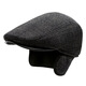 Mo Zilan autumn and winter new plaid woolen forward beret men's middle-aged and elderly plus velvet duck hat black L58-60cm