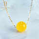 Ouchini beeswax pendant transfer beads 18K gold inlaid chicken fat yellow amber bead clavicle chain necklace 9mm