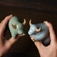 Qianyi tea pet cow ornaments twelve zodiac signs bullish tea play Ruyao open piece tea pet tea table accessories pouring tea animals Ruyao cow (bean green)