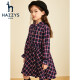 HAZZYS Children's Clothing Haggis Girls Dress Children's Skirt Children's Dress Girls Plaid Skirt Spring and Autumn New Products Medium and Large Children's Plaid Long Sleeve A-Line Skirt 120cm