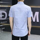 XUANLAIYA men's short-sleeved shirt jacket summer large size half-sleeved solid color casual slim Korean style trendy youth shirt men 826 blue XL
