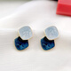 Hazel Orange Klein Blue Retro Earrings Women's S925 Tremella Needles Haze Blue Geometric Oil Drop Fashion Earrings Earrings Geometric Earrings Haze Blue A001