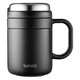 
Taifugao tea cup with lid insulation for men and women household with handle 316 stainless steel office cup with tea partition T6172-black-500ml