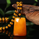 Qinhenghui guaranteed price Fat Donglai quality official beeswax pendant for women and old men chicken fat yellow amber long necklace ethnic style hanging D style/gourd (old honey style)