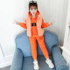 Nojia Weiqi Children's Clothing Girls Suit Autumn and Winter New Children's Velvet Thickened Sweater Pants Medium and Large Children's Clothes Girls Three-piece Set Orange 150 Size Recommended Height Around 140CM