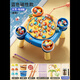 Meibosen Large Children's Fishing Toy Electric Rotating Magnetic Fishing Rod with Sound Effect Baby Toy 1 to 6 Years Old Blue Large Fishing Plate + 49-piece Set + Table Rechargeable Version Charger + Battery + Screws