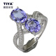 TIYA Colorful Blue Tanzanite Ring No. 13, 9K Gold Blue Tanzanite Double Tanzanite Ring R9KS5