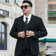 Cszxx large size suit men's suit plus fat plus fat man business wedding wedding work interview professional formal wear two-piece set black 3XL suitable for 160-180Jin Jin is equal to 0.5 kg