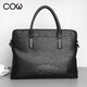 
French COW briefcase men's shoulder bag men's handbags fashion business large capacity single shoulder crossbody computer bag C-9898 black