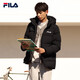 FILA Down Jacket Men's Winter Warm Hooded Sports Casual Long Sleeve Thickened Jacket Cardigan Men's Top True Black-BK XL 180/100A