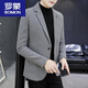 ROMON autumn and winter woolen suit men's jacket plus velvet thick single Western Korean version slim fit top trend gray 1988 suit plus velvet XL