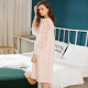 Fenton nightgown women's lace princess style spring V-neck bow women's pajamas home clothes Q9981732872 shrimp powder M