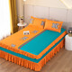 Thickened brushed double bed skirt Simmons Korean style bedspread bed skirt sheet bed sheet new three-layer edge orange windmill 200cmx220cm single piece bed skirt
