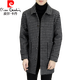 Pierre Cardin Herren Wollmantel kariert Winter High-End Nizi Windjacke Mittellanger Wollmantel im britischen Stil 1005 schwarz Baumwolle Stil XL