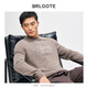 Brloote sweater men's letter warm casual cardigan bottoming round neck long-sleeved sweater men's camel 175/96A