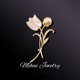 SNQP Swarovski craft high-end brooch tulip women's pearl crystal corsage temperament flower gift gold