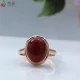 Yanhao [with national inspection certificate] Aka ring natural ox blood red coral 18K rose gold ring female model natal year Valentine's Day gift for girlfriend wife mother high-end birthday gift