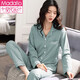 Pajama pour femmes de printemps modal et automne à manches longues purs à manches longues moyennes d'âge moyen et jeune ensemble en deux pièces de coton d'hiver Simple Cotton Home Clothing Set Women's's Summer 12801 # M
