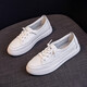 ZHR white shoes for women Internet celebrity contrasting color flat shoes for women without laces Korean style college style casual shoes for women versatile and comfortable sneakers H133 white 36