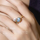 Meluxe18K gold akoya seawater pearl ring women's aquamarine ring designer series Akoya7-7.5mm, side stone 1.72ct