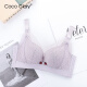 British COCOGLARY underwear for women without wire rings, push-up small breasts, pure cotton lining, sweat-absorbent, breathable, soft and comfortable bra, lace side collection, anti-sagging, adjustable bra, elegant purple 36/80AB