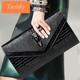 Tushky genuine leather clutch for women 2025 new Korean style fashionable and versatile temperament handbag banquet small bag Chinese Valentine's Day gift black with red large size