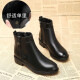 Su Feifei Short Boots Women's Autumn and Winter Women's Boots Short Tube Plus Velvet Warm and Slimming Single Boots Chelsea Trendy Large Size Women's Boots Women's S600-Black (Single Liner) 38