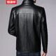 Hengyuanxiang leather jacket for men in autumn and winter, middle-aged men's velvet thickened stand-up collar jacket, warm leather jacket, middle-aged and elderly men's tops