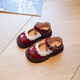 G.duck Little Yellow Duck Children's Lace Small Leather Shoes Spring and Autumn New Girls Fashion Trend Single Shoes Soft Sole Velcro Princess Shoes Burgundy Size 23 Shoe Inner Length 14.8cm