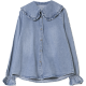EGGKA doll collar blue denim shirt women's retro loose 2020 autumn and winter new long-sleeved shirt jacket light blue one size