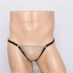 Men's thong one strap sexy transparent pouch gun bullet separation hoop tassel lace physiological underwear for men red