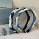 Morning Star High Headband Women's 2025 New Denim Twist Headband Autumn and Winter White Hair Card Network Infrared Headband Headband Light Blue Braided Headband