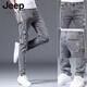 JEEP SPIRIT stretch jeans men's trendy spring and summer slim straight pants 2025 new casual versatile slim long pants men 6636 gray 28