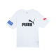 Puma (PUMA) official summer new men's casual short-sleeved T-shirt POWERCOLORBLOCKTEE676665 white-brick red-52M (175/96A)