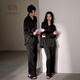 Yuenei couple pajamas for women spring and summer ice silk long-sleeved home clothes for men spring and autumn black high-end suit 32014 ink dyed black men's L (male 110-140 Jin Jin equals 0.5 kg / female 110-120 Jin Jin equals 0.5 kg)