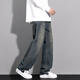 MAYBEYOND jeans men's American fashion brand high street workwear straight pants loose casual wide leg pants MA46 blue XL