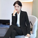 Small suit for women, spring, autumn and winter long-sleeved professional suit, business formal wear, interview, work, teacher sales work clothes, black female, suit jacket + pants + white shirt, 2XL size, about 115-124 Jin Jin is equal to 0.5 kg. Wear