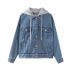 Baleno Jacket Hooded Denim Jacket Women's Short Loose Off Shoulder Casual Jacket 03D03DS