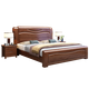 Fanyi Massivholzbett, goldene Walnuss -Single und doppelte 1,8 Meter 1,5 m chinesische leichte Luxus -Hochboxschubladen -Aufbewahrungsbett 826# Festholzbett + Nachttisch*1 1,8 m*2,0 m