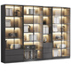 Caixiang bookcase with glass door display wine cabinet light luxury customized home living room integrated wall to top bookshelf solid wood hand-made 40cm single door light luxury gray package installation standard version delivered to the home