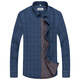 Hengyuanxiang wool shirt men's velvet thickened long-sleeved thickened warm shirt men's middle-aged dad casual winter YM45832-1 blue stripe 45