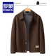 ROMON Winter Woolen Jacket Men's Double-sided Woolen Coat Short Korean Style Lapel Casual Woolen Jacket for Young and Middle-aged Men Gray Green (67.3% Sheep Wool) XL (151-165Jin Jin is equal to 0.5kg)