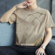 Wei Jie laden kurzärmeliges T-Shirt für Männer 2024 Neues halbärztes T-Shirt Lose Trendy Summer Herren Z829 GRAY L [Vorgeschlagen 115-128 Jin [Jin ist 0,5 kg]]