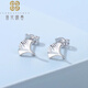 Falling Flowers and Crying Spring Platinum pt950 Ginkgo Leaf Earrings Cute Forest Style Simple Temperament Earrings Platinum Sansheng Ear Hole Earrings