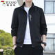 Woodpecker (TUCANO) Jacket Men's Spring and Autumn Loose Stand Collar Versatile Casual Jacket Trendy Comfortable Top Men's Black 4XL