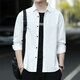 Jeanswest shirt men's long-sleeved shirt spring and autumn work clothes shirt tops young and middle-aged lapel versatile loose casual jacket A645-1916 black 3XL (155Jin[Jin equals 0.5kg]-175Jin[Jin equals 0.5kg])