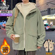 Woodpecker Reversible Jacket Men's Autumn and Winter Plus Velvet Thickened Cotton Clothes Men's Loose Cotton Clothes Men's Down Jackets Imitation Lambswool Black XL (Recommended 130-150 Jin Jin equals 0.5 kg)