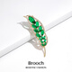 Qlady one leaf brooch, high-end women's light luxury green corsage suit accessories anti-exposure collar pin birthday gift for friends
