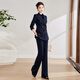 Baffia wool suit suit goddess style autumn and winter high-end professional suit jacket business commuting thick style interview navy blue suit + bell pants M